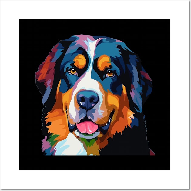 Bernese Mountain Dog - Bernese Mt Dog Colorful Wall Art by Kudostees